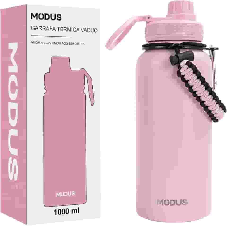MODUS Garrafa Térmica Esportiva De Aço Inoxidável Com Isolamento A Vácuo De 1000ML (Rosa)