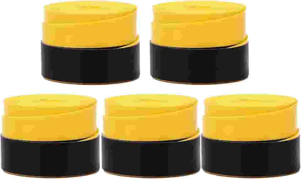 Overgrip Kit 5 Unidades, Qualidade Premium, Raquete Tênis, Beach Tennis, Squash e Varas de Pesca (Amarelo, sem orifício)
