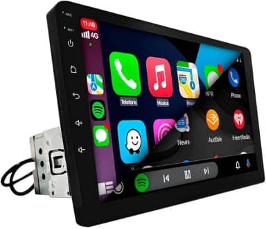 CENTRAL MULTIMÍDIA, MP5 1 DIN TELA DE VIDRO IPS 9" FULL TOUCH, FM, USB, SD, AUXILIAR, BLUETOOTH, ESPELHA ANDROID E IOS COM CARPLAY E ANDROID AUTO, CONECTIVIDADE COM OU SEM FIO
