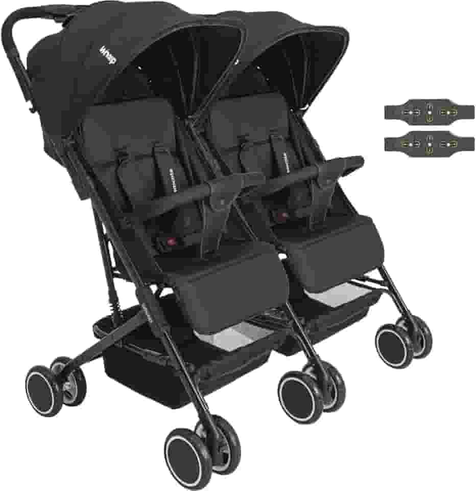 Carrinho Kiddo para Gemeos Duplo Mascote Preto
