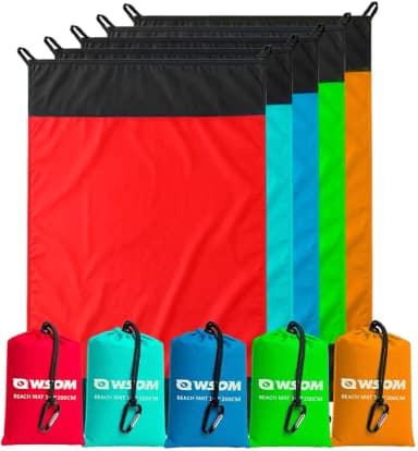 Esteira de Praia Dobrável Impermeável com Alças Bolsa Para Areia e Camping 200x140cm Tapete Dobrável Impermeável Com Bolsa E Fixação - Cores aleatórias