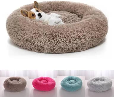 Caminha Nuvem CAMA Pet Redonda PELUCIA Para Cachorros E Gatos DONUT FILHOTES TODA ACOLCHOADA BORDAS ELEVADAS FUNDO ANTIDERRAPANTE Tamanho M CASA CASINHA NINHO (MARROM)