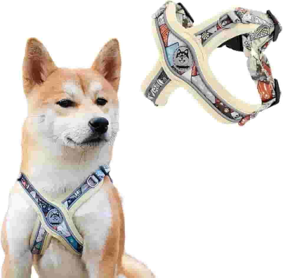 Coleira Peitoral Ajustável para Cachorros com Guia de Passeio e Bordas Reflexivas (Areia, P)
