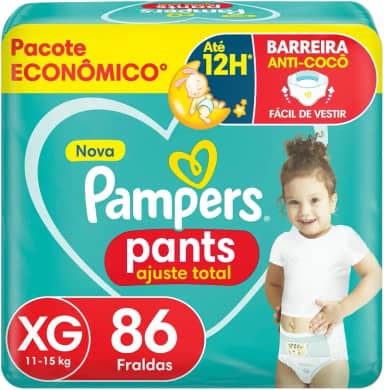 Fralda Pampers Pants Ajuste Total Tamanho XG 86 Unidades