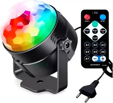 Mini Globo de Luz LED RGB Bola Maluca Iluminação Festa Som e Controle Remoto USB Bivolt – Balada, Karaokê, Bar, Aniversário