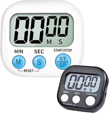 Timer Digital Para Cozinha Temporizador Cronômetro Relógio Imã, LCD Grande, Alarme, Suporte Para Mesa Ou Gancho Original Na Cor Branco ou Preto