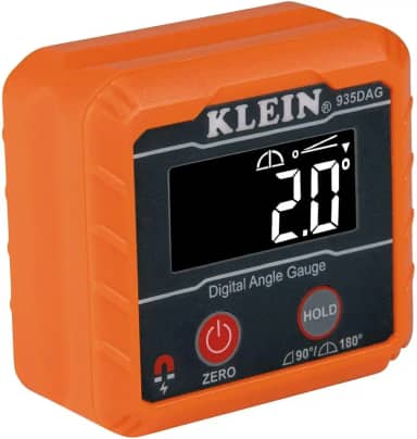 Klein Tools 935DAG Medidor digital eletrônico de nível e ângulo, mede 0 – 90 e 0 – 180 graus, mede e define ângulos