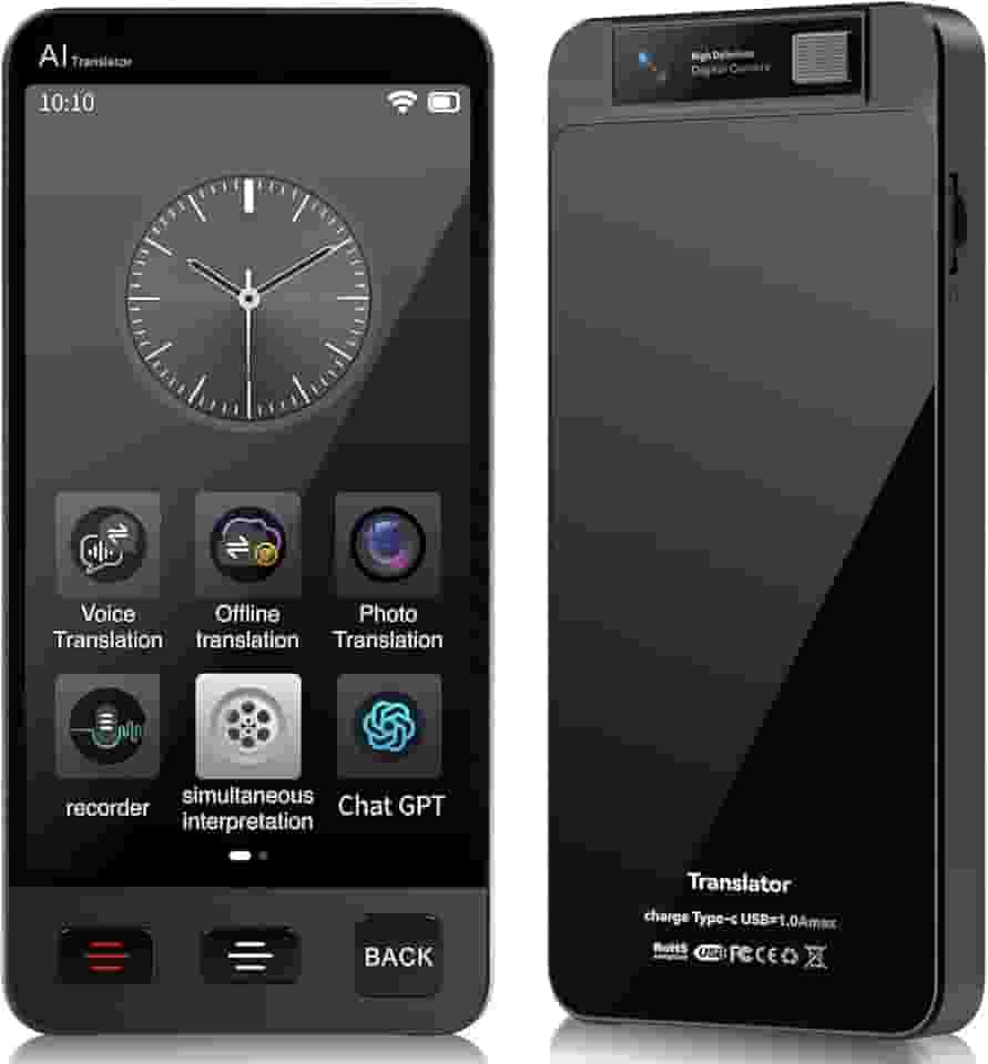 Dispositivo tradutor de idiomas offline, Tradutor instantâneo M80 ChatGPT sem necessidade de WiFi, tradução de voz em tempo real bidirecional, gravação e foto AI Tradutor para viagens de aprendizagem