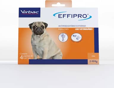 Virbac Effipro Antipulgas e Carrapatos para Cães de 2 kg a 10 kg com 4 Pipetas