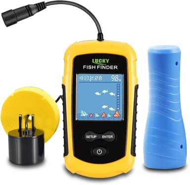 LUCKYLAKER - Localizador Portátil de Peixes com Sensor Sonar, LCD, Bateria, 100m Profundidade, Pesca no Gelo, Mar, Lago e Caiaque