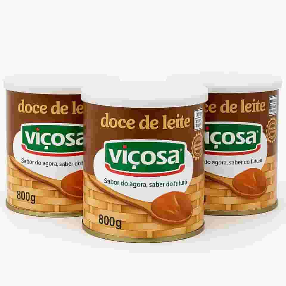 Kit 3 Latas Doce de Leite Viçosa 800g – Cremoso, Artesanal, Tradicional, Sabor Mineiro, Ideal para Sobremesas e Recheios – Premiado Melhor Brasil