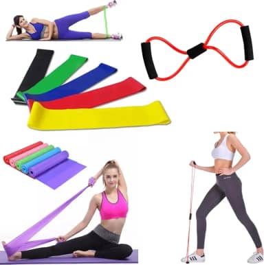 Kit Elástico Extensor Para Exercicio Mais Conjunto De 5 Faixa Elastica Mini Band Para Treino Em Casa Pilates Fisioterapia