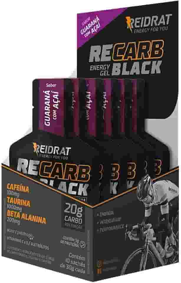 Reidrat Recarb Energy Gel Black Sabor Guaraná Com Açaí Caixa Com 10 Sachês De 30G (300G) Carboidrato Em Gel Bebida Energética Com Cafeína Taurina E Beta Alanina Carboidratos Eletrólitos
