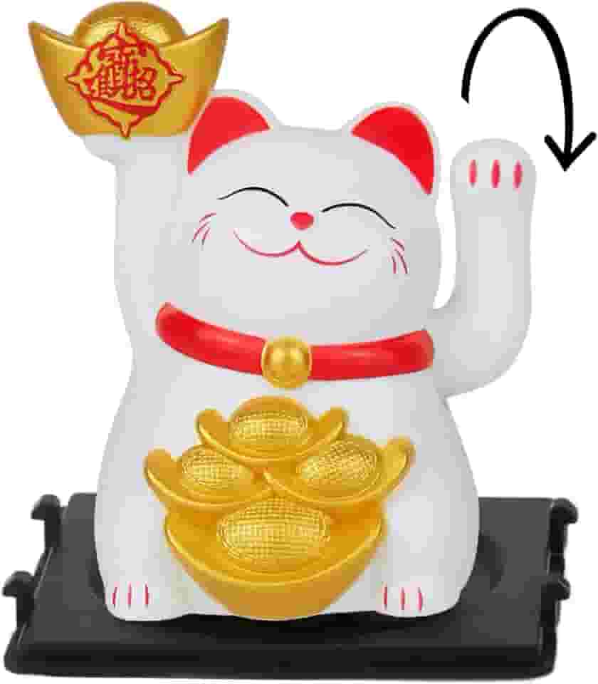 Gato da Sorte Japones, Maneki Neko, Gato da Sorte, DT1948B, O Gatinho da Sorte Japonês é Um Símbolo de Boas-vindas, Boa Sorte e Riqueza na Cultura Japonesa, Atrai Riqueza e Fortuna! (Branco)