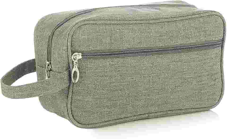 Kirk Necessaire Masculina Viagem (Bolsa de Toilette) Nylon Impermeável, Alça Lateral, 2 Compartimentos, Organizador de Higiene Executivo para Shampoo, Barba e Perfume (Cinza)