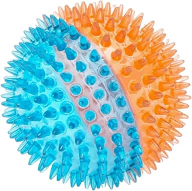Jambo Pet, Brinquedo Bola Espinho Tpr, Tamanho Médio, Cor Azul Com Laranja, Emite Som, Para Cães, Atóxico, Material Borracha, Resistente, Duradouro