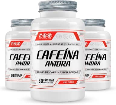 Cafeína Anidra 200mg Kit 3x 60 Cápsulas Cada - FNB Sports - Flora Nativa do Brasil