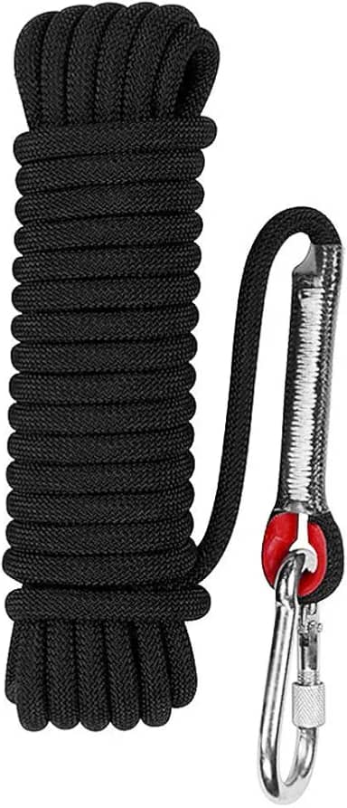 Aoneky Corda de escalada estática de 10 mm, corda de rapel de segurança para fuga de incêndio (preta 1, 32)
