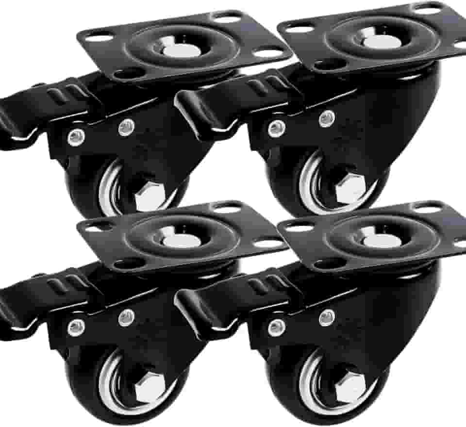 4 Rodinhas Rodízio Anti-risco Giratória Roda Reforçada 400kg (Preto)