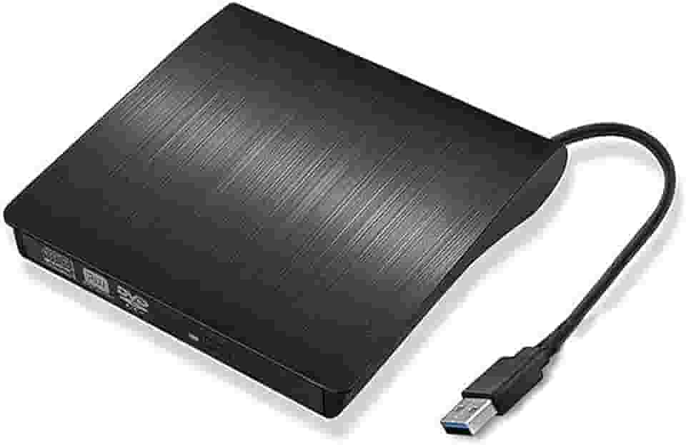 Gravador DVD Externo USB 3.0, Leitor Portátil Slim para PC e Notebook, Preto