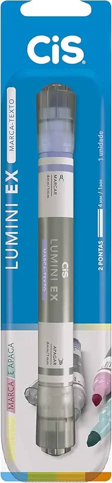 Marca Texto Lumini EX CIS, Ponta Dupla (Marca e Apaga) - Blister com 1 unidade, Sertic 58.8701, Azul Pastel