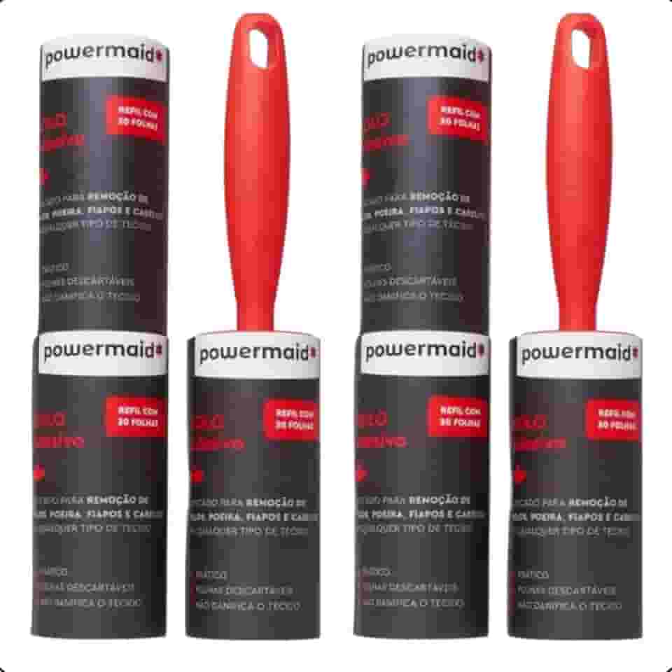 Kit 2 Rolos Tira Pelo Pet Cabelo Bolinha Roupa Sofá Adesivo Removedor Mais 4 Refil Total 180 Folhas
