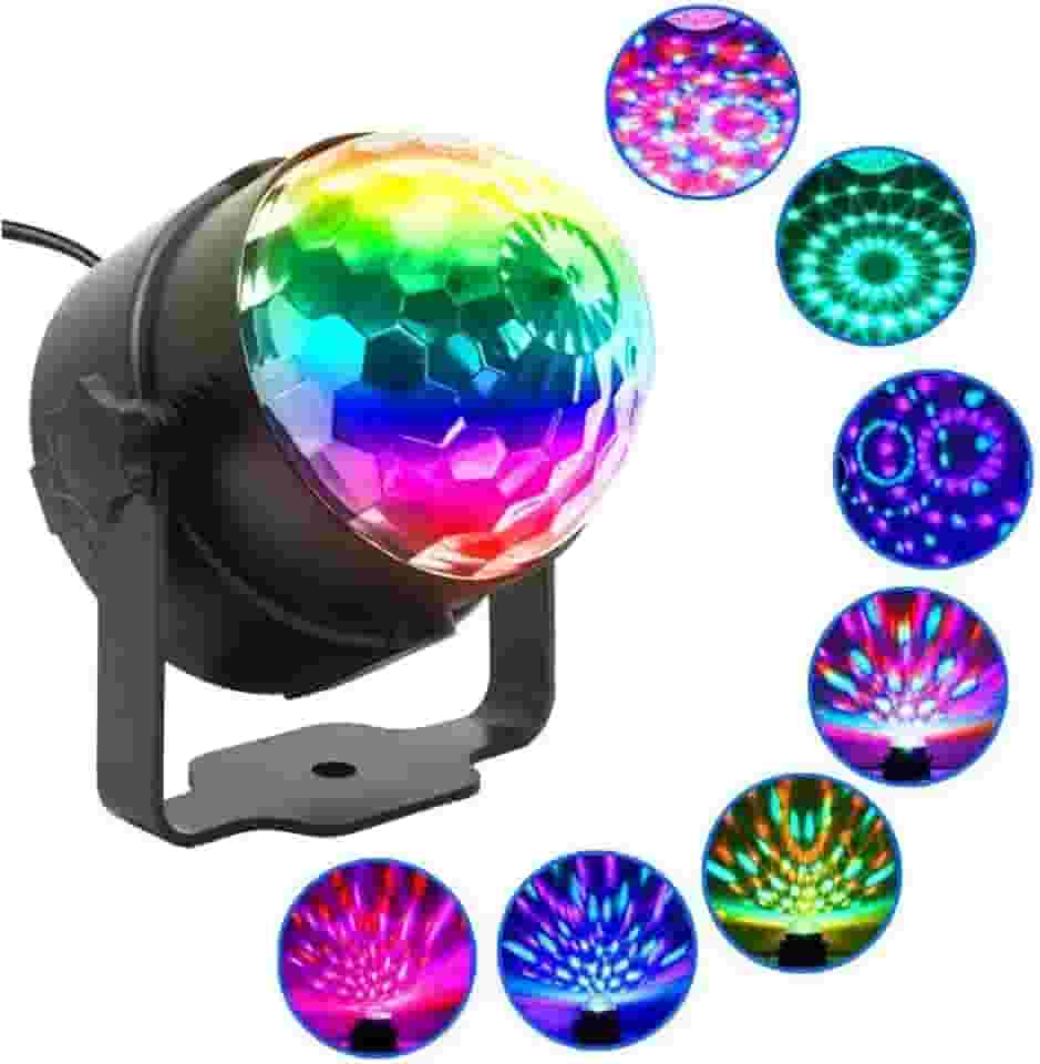 Globo de Luz LED RGB com Controle Remoto – Bola Maluca de Festa Som Ativado | Mini Globo Portátil USB Bivolt para Balada, Aniversário, Karaokê e Decoração de Eventos