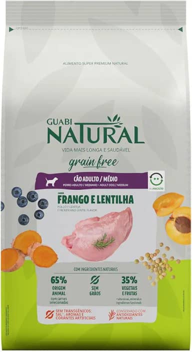 Guabi Natural - Ração para Cães Adultos Raças Médias Frango e Lentilha 12 kg
