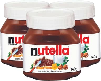 Creme de Avelã Nutella, 3 Potes de 140g
