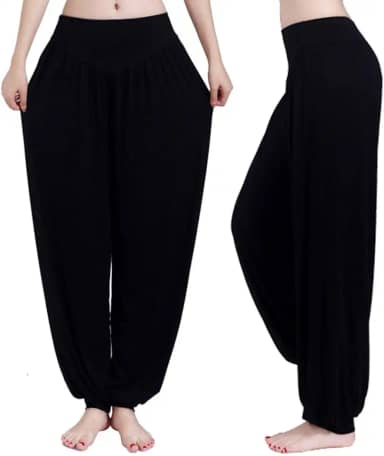 Calças Femininas de Harém Modal de Cintura Alta para Dançar e Fazer Exercícios