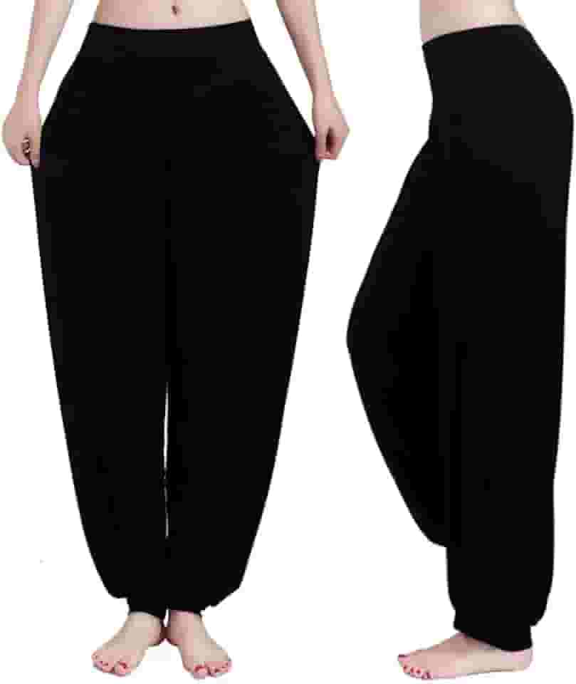 Calças Femininas de Harém Modal de Cintura Alta para Dançar e Fazer Exercícios
