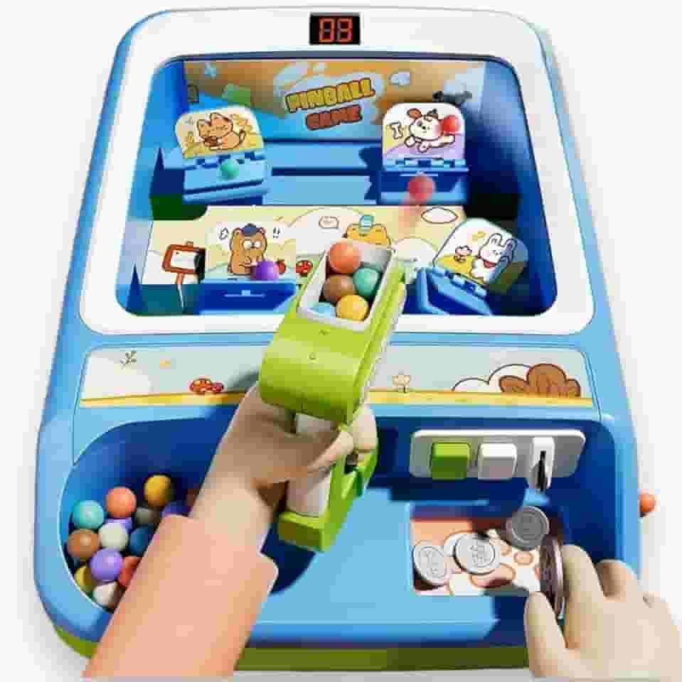 Mini Máquina de Fliperama Infantil Com Níveis de Dificuldade e Moedinhas (Verde)