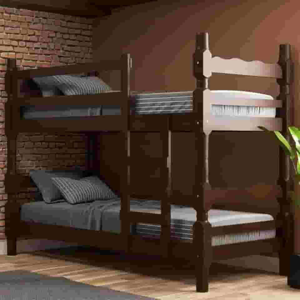 Beliche Madeira Maciça - vira 2 Camas - para Colchão 78/88 x 188cm Porto Multimóveis Vcr4138 Imbuia