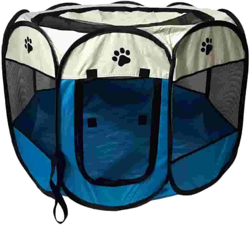 Casinha para Cães e Gatos Cercado Pet Portátil e Dobrável para Cães e Gatos com Tecido Impermeável de Fácil Montagem e Transporte Premium (Azul)