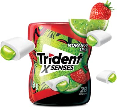 Trident Chiclete Xsenses Morango Lime Sem Açúcar Garrafa 54G
