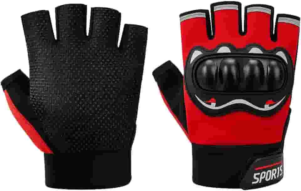 Luva Motociclista Ciclista Meio Dedo Respirável com Proteção nas Juntas – Touchscreen, Antiderrapante, Alta Ventilação