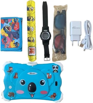 K7 Pro Tablet Infantil Educativo, Android 13, 7 Polegadas IPS, 8GB RAM + 256GB, Wi-Fi 5G, Dual Chip, Capa Koala Azul Protetora, com Brindes, para Crianças 3-12 Anos (Azul)