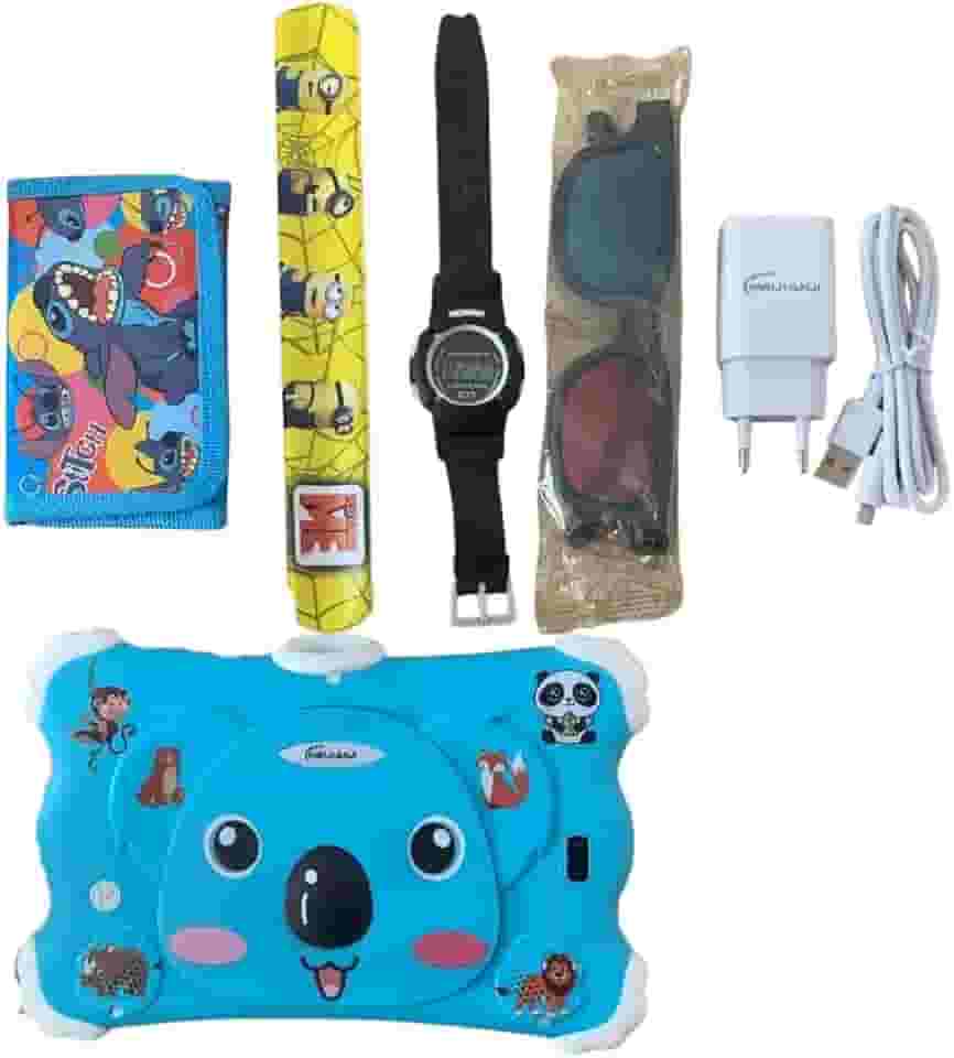 K7 Pro Tablet Infantil Educativo, Android 13, 7 Polegadas IPS, 8GB RAM + 256GB, Wi-Fi 5G, Dual Chip, Capa Koala Azul Protetora, com Brindes, para Crianças 3-12 Anos (Azul)