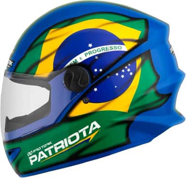CAPACETE FECHADO PRO TORK R8 PATRIOTA BRILHANTE AZUL - VERDE TAM. 62