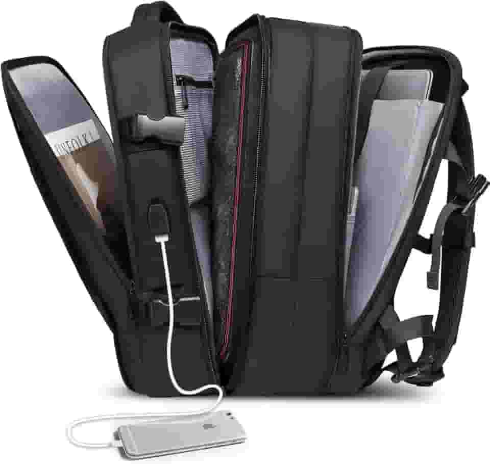 Mochila de Viagem Expansivel Masculina Feminina, Mochila Para Notebook Executiva Impermeável Reforçada Cabo USB,Mochilas Trabalho Escola Viagens Presente