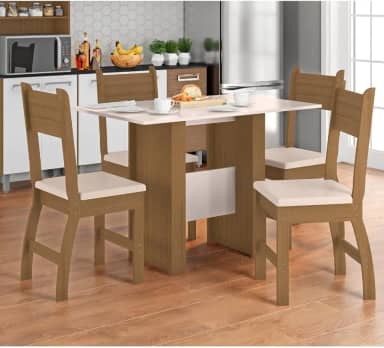 Poliman Móveis - Conjunto Mesa de Jantar 4 Lugares Milano
