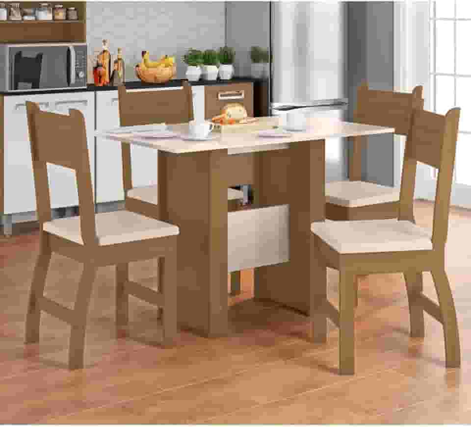 Poliman Móveis - Conjunto Mesa de Jantar 4 Lugares Milano
