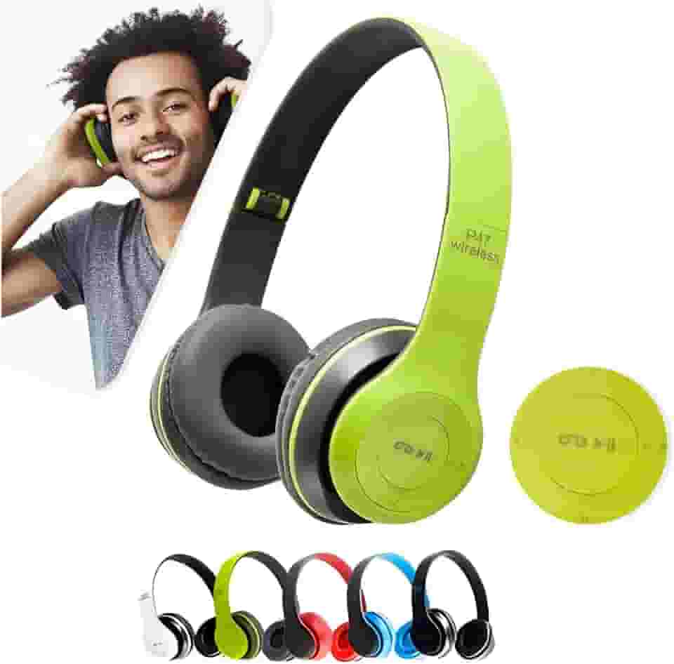 Fone de Ouvido Bluetooth Headphone P47 Sem Fio Wireless Micro Sd 5.0 Dobrável Com Microfone Regulável Para Corrida Academia Escritório Caminhada Reunião Linha Premium (verde)