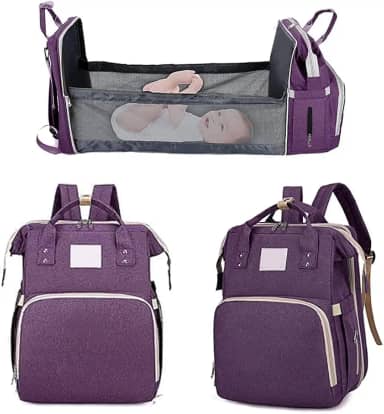 Bolsa Maternidade Mochila Vira Berço Troca Bebê Porta Lenço Fralda Mamadeira Bolsa de Fraldas Reforçada Menino e Menina Com Trocador