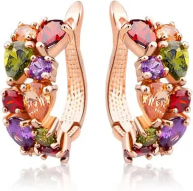 Brincos de strass vintage para mulheres – Brincos pendentes de cristal colorido, joias brilhantes de formatura com caixa de presente elegante