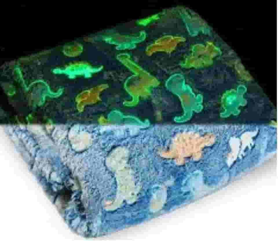 Cobertor Manta Infantil Mágico, Brilha no Escuro, Aconchegante e Confortável- QH Shopp (Azul Dino)