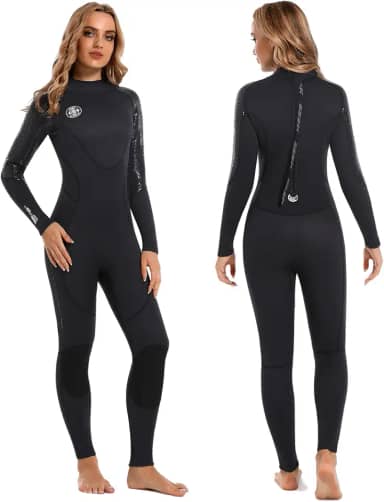 Roupa de mergulho masculina feminina de neoprene – BEEK 3 mm roupa de mergulho térmica com zíper nas costas maiô de manga comprida para mergulho quente de corpo inteiro para surfe, snorkeling,