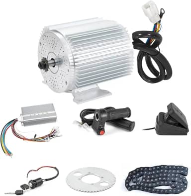 Kit de motor BLDC 72V 3000W sem escova com 24 controlador Mosfet 50A e acelerador para scooter elétrico E moto motor motocicleta kit de conversão de peças DIY (6 partes em 1 e motor com pé)