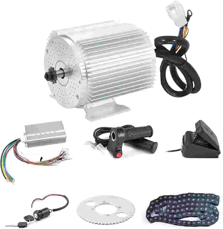 Kit de motor BLDC 72V 3000W sem escova com 24 controlador Mosfet 50A e acelerador para scooter elétrico E moto motor motocicleta kit de conversão de peças DIY (6 partes em 1 e motor com pé)