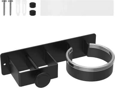 Suporte para secador de cabelo, suporte de alisador de cabelo montado na parede, autoadesivo, secador de cabelo, espaço de alumínio, organizador de ferramentas de salão de beleza, armazenamento para